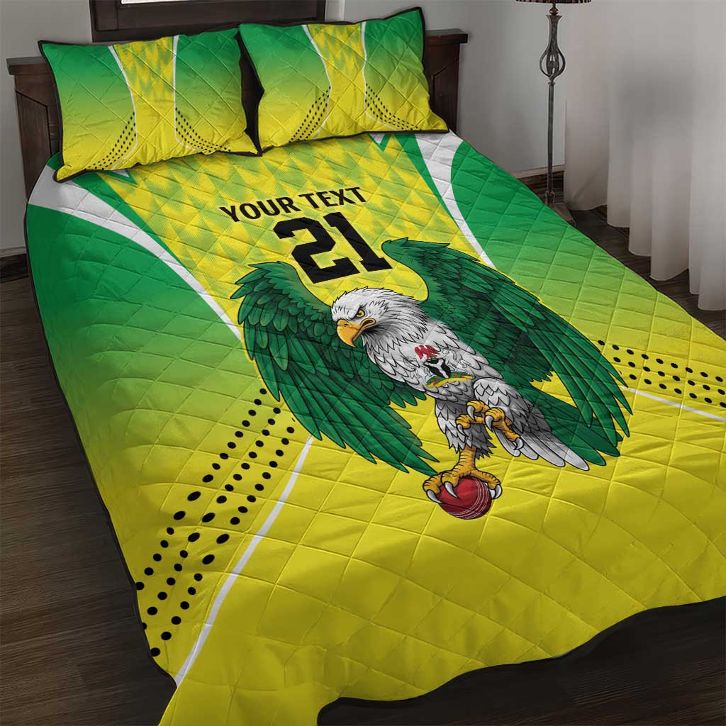 Custom Cricket African Nigeria Quilt Bed Set Najeriya Yellow Greens Eagle LT9