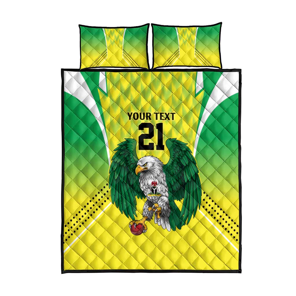 Custom Cricket African Nigeria Quilt Bed Set Najeriya Yellow Greens Eagle LT9