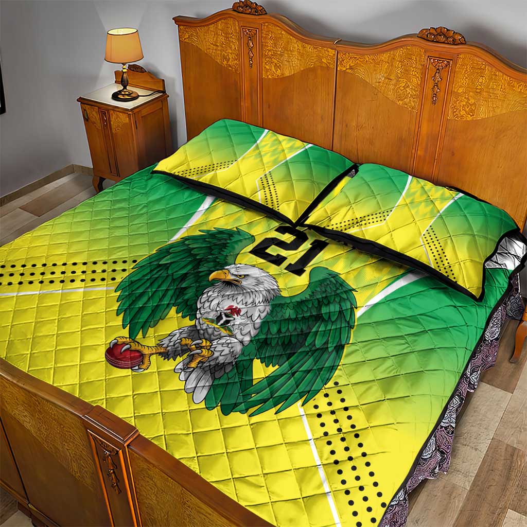 Custom Cricket African Nigeria Quilt Bed Set Najeriya Yellow Greens Eagle LT9