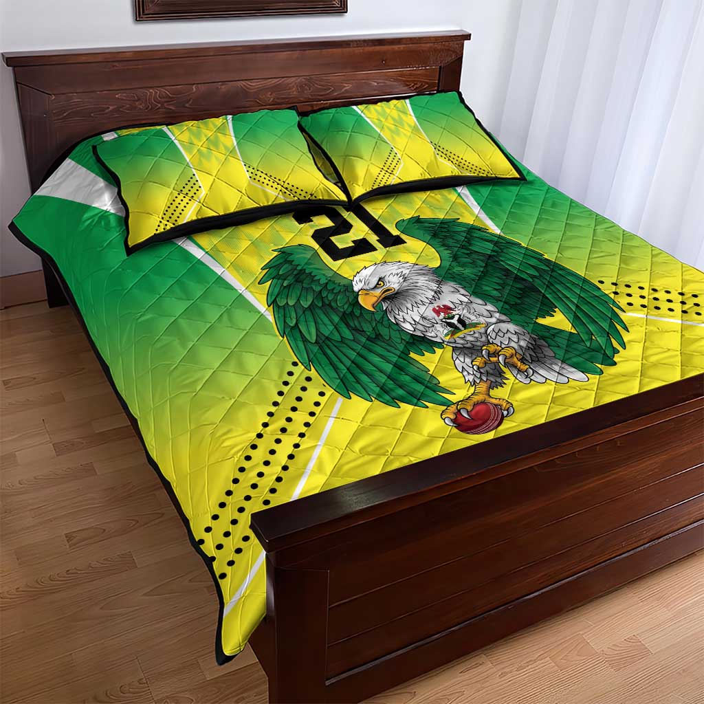 Custom Cricket African Nigeria Quilt Bed Set Najeriya Yellow Greens Eagle LT9