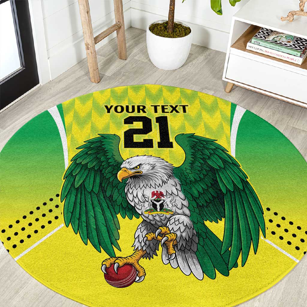 Custom Cricket African Nigeria Round Carpet Najeriya Yellow Greens Eagle LT9