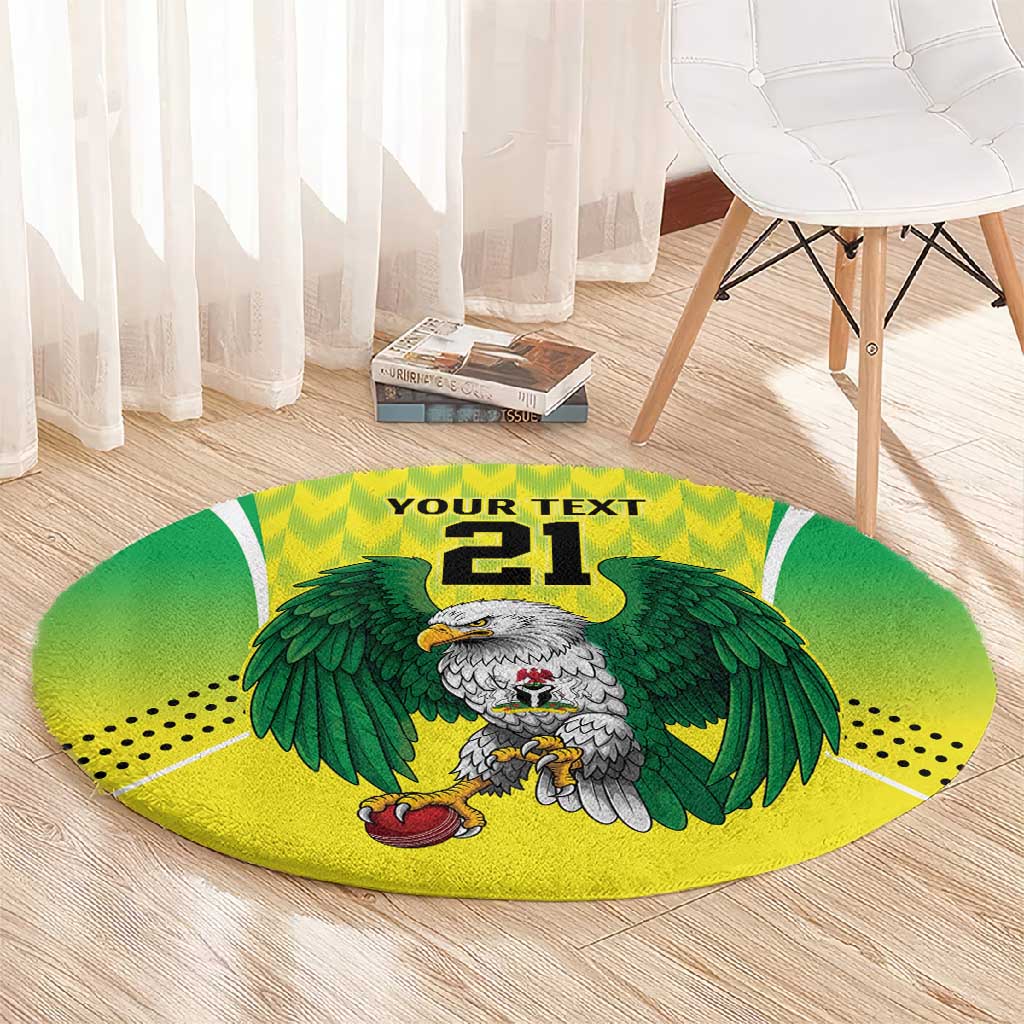 Custom Cricket African Nigeria Round Carpet Najeriya Yellow Greens Eagle LT9