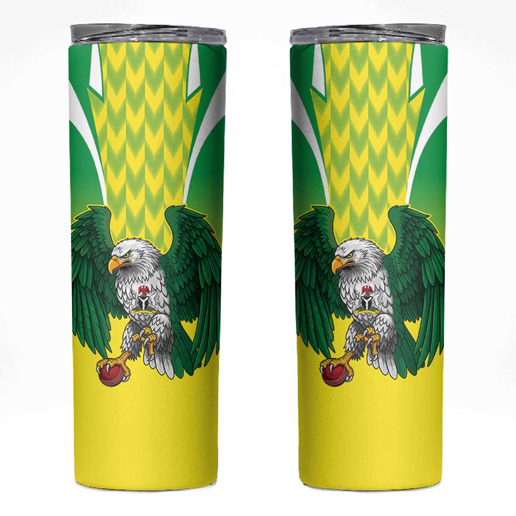 Custom Cricket African Nigeria Skinny Tumbler Najeriya Yellow Greens Eagle LT9