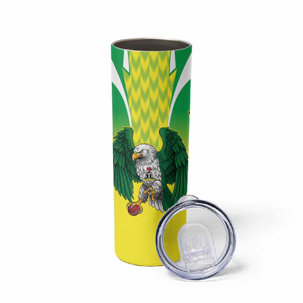 Custom Cricket African Nigeria Skinny Tumbler Najeriya Yellow Greens Eagle LT9