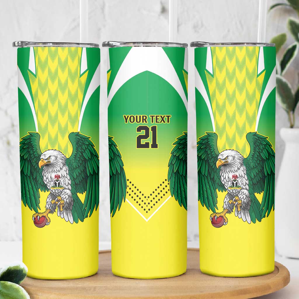 Custom Cricket African Nigeria Skinny Tumbler Najeriya Yellow Greens Eagle LT9