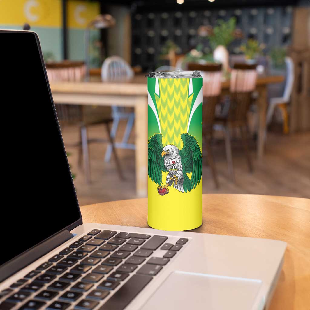 Custom Cricket African Nigeria Skinny Tumbler Najeriya Yellow Greens Eagle LT9