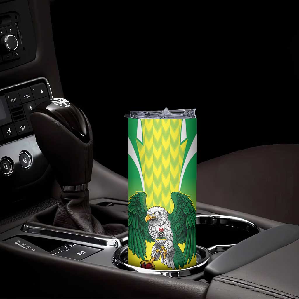 Custom Cricket African Nigeria Skinny Tumbler Najeriya Yellow Greens Eagle LT9