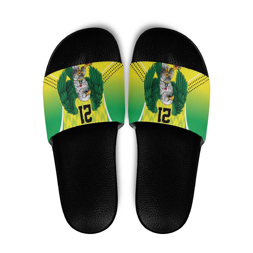 Nigeria Cricket Custom Slide Sandals Najeriya Yellow Greens Eagle LT9