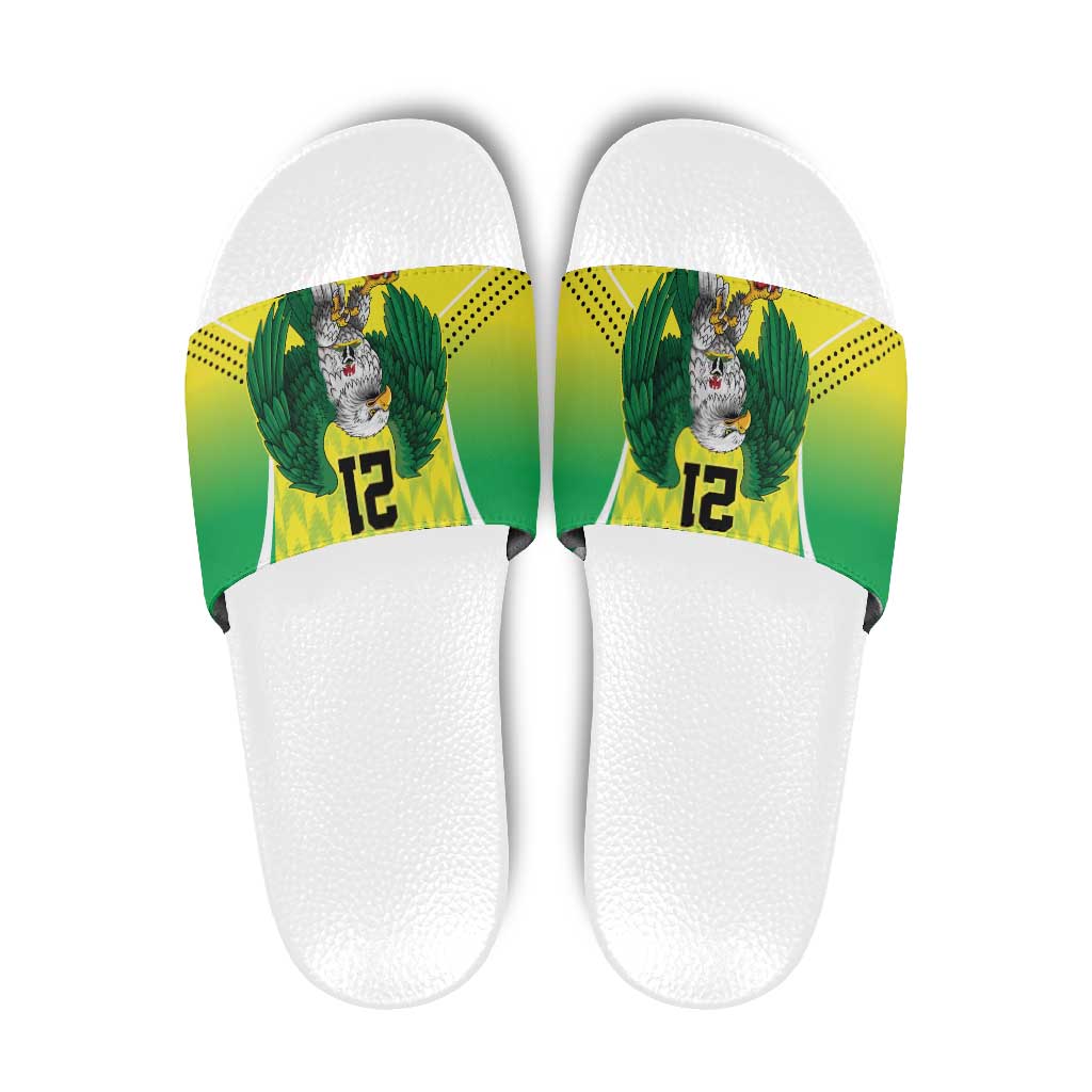 Nigeria Cricket Custom Slide Sandals Najeriya Yellow Greens Eagle LT9