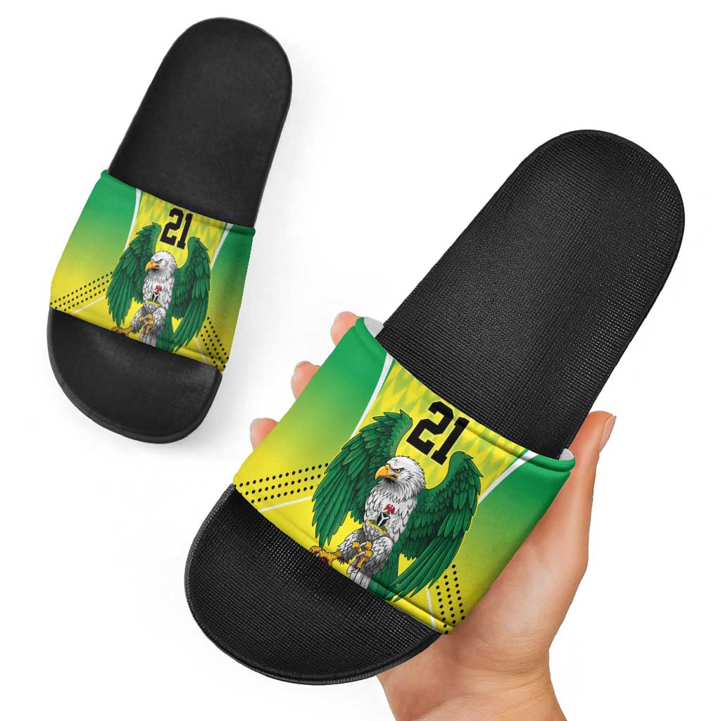 Nigeria Cricket Custom Slide Sandals Najeriya Yellow Greens Eagle LT9