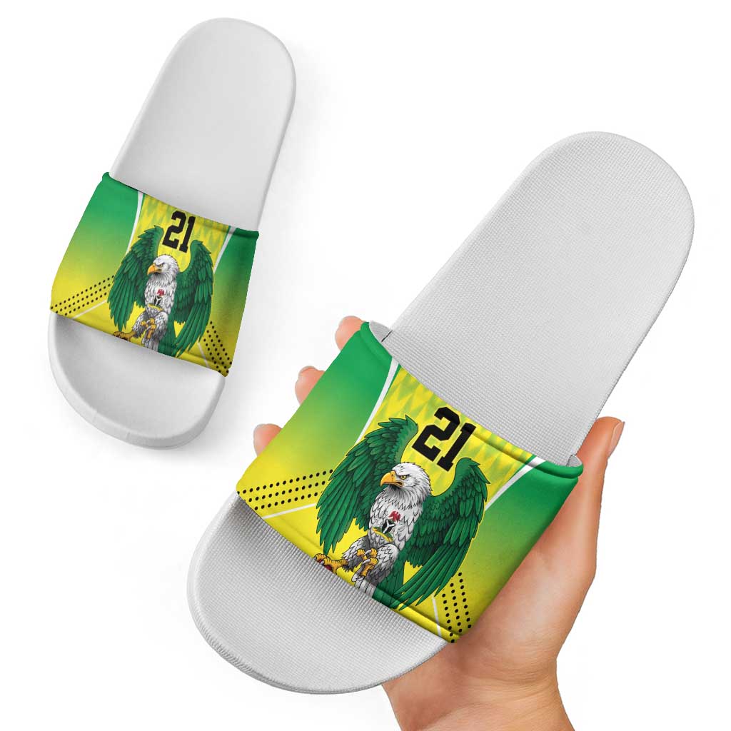 Nigeria Cricket Custom Slide Sandals Najeriya Yellow Greens Eagle LT9