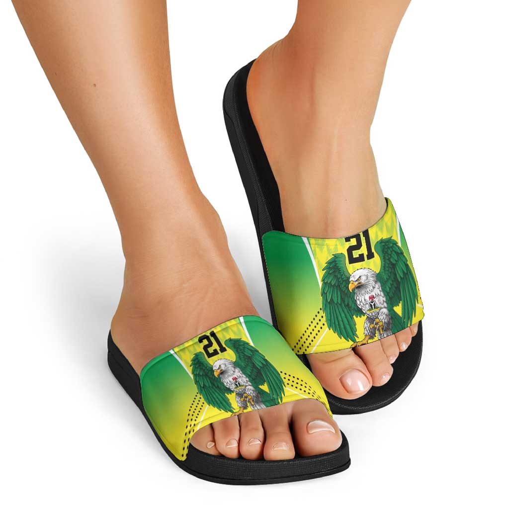Nigeria Cricket Custom Slide Sandals Najeriya Yellow Greens Eagle LT9