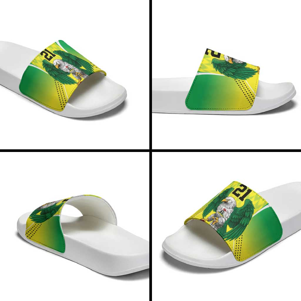 Nigeria Cricket Custom Slide Sandals Najeriya Yellow Greens Eagle LT9