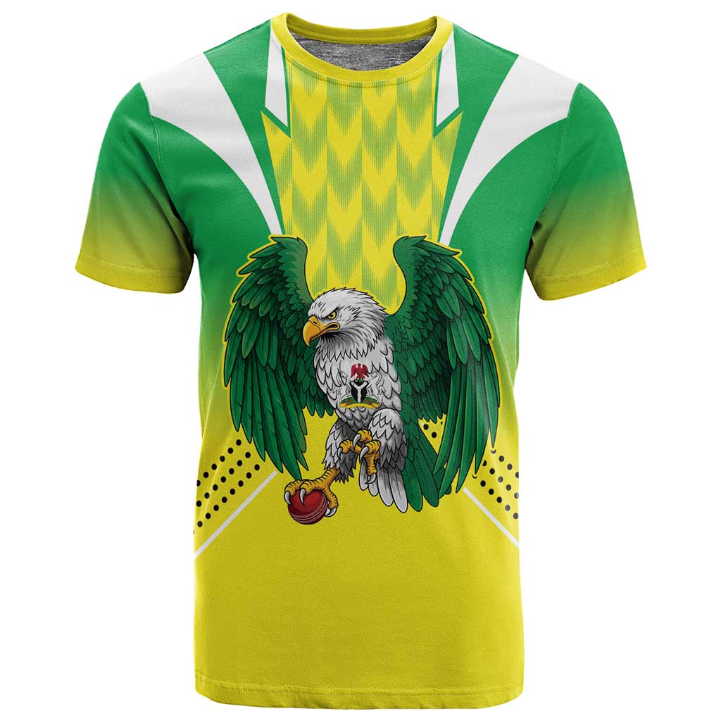 Custom Cricket African Nigeria T shirt Najeriya Yellow Greens Eagle LT9
