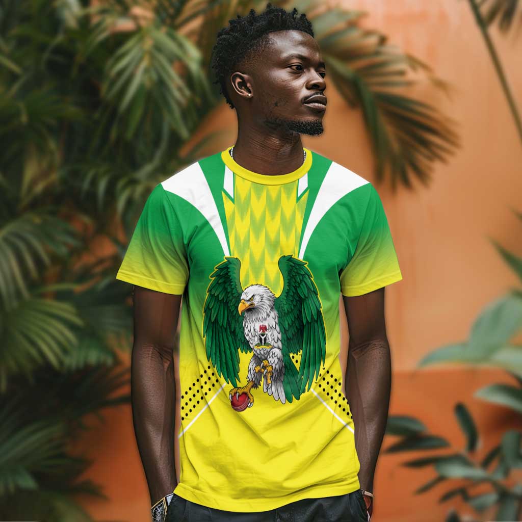 Custom Cricket African Nigeria T shirt Najeriya Yellow Greens Eagle LT9