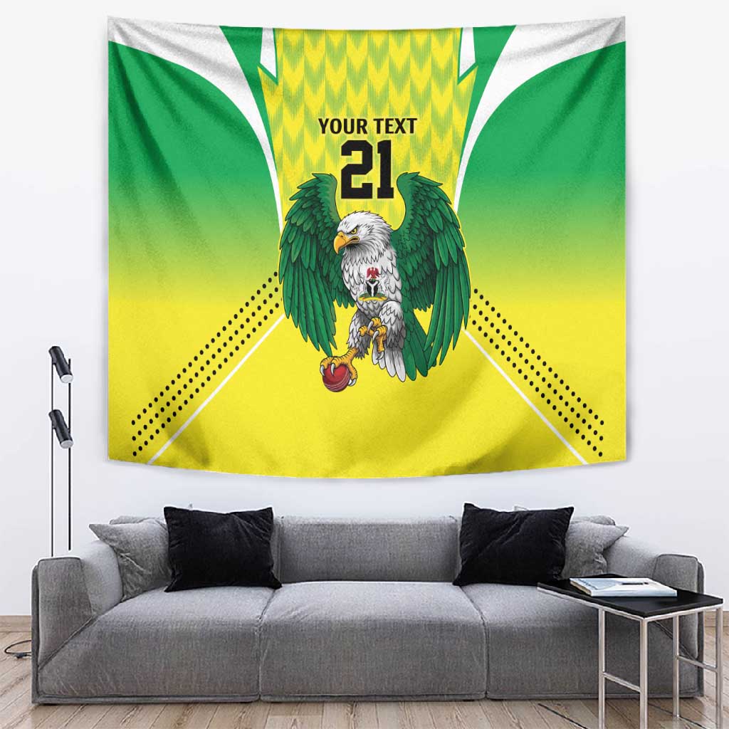 Custom Cricket African Nigeria Tapestry Najeriya Yellow Greens Eagle LT9