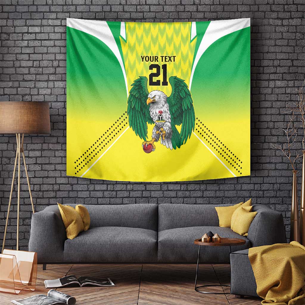 Custom Cricket African Nigeria Tapestry Najeriya Yellow Greens Eagle LT9