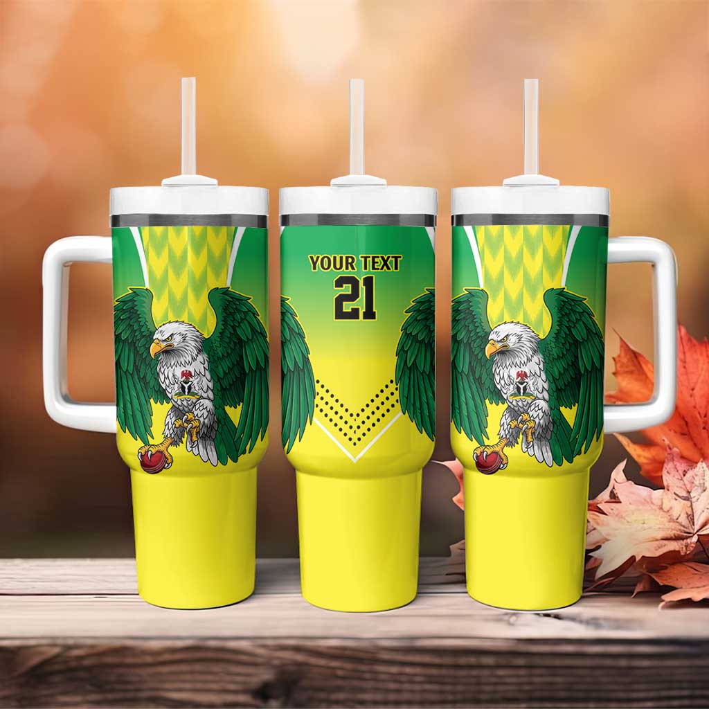 Custom Cricket African Nigeria Tumbler With Handle Najeriya Yellow Greens Eagle LT9