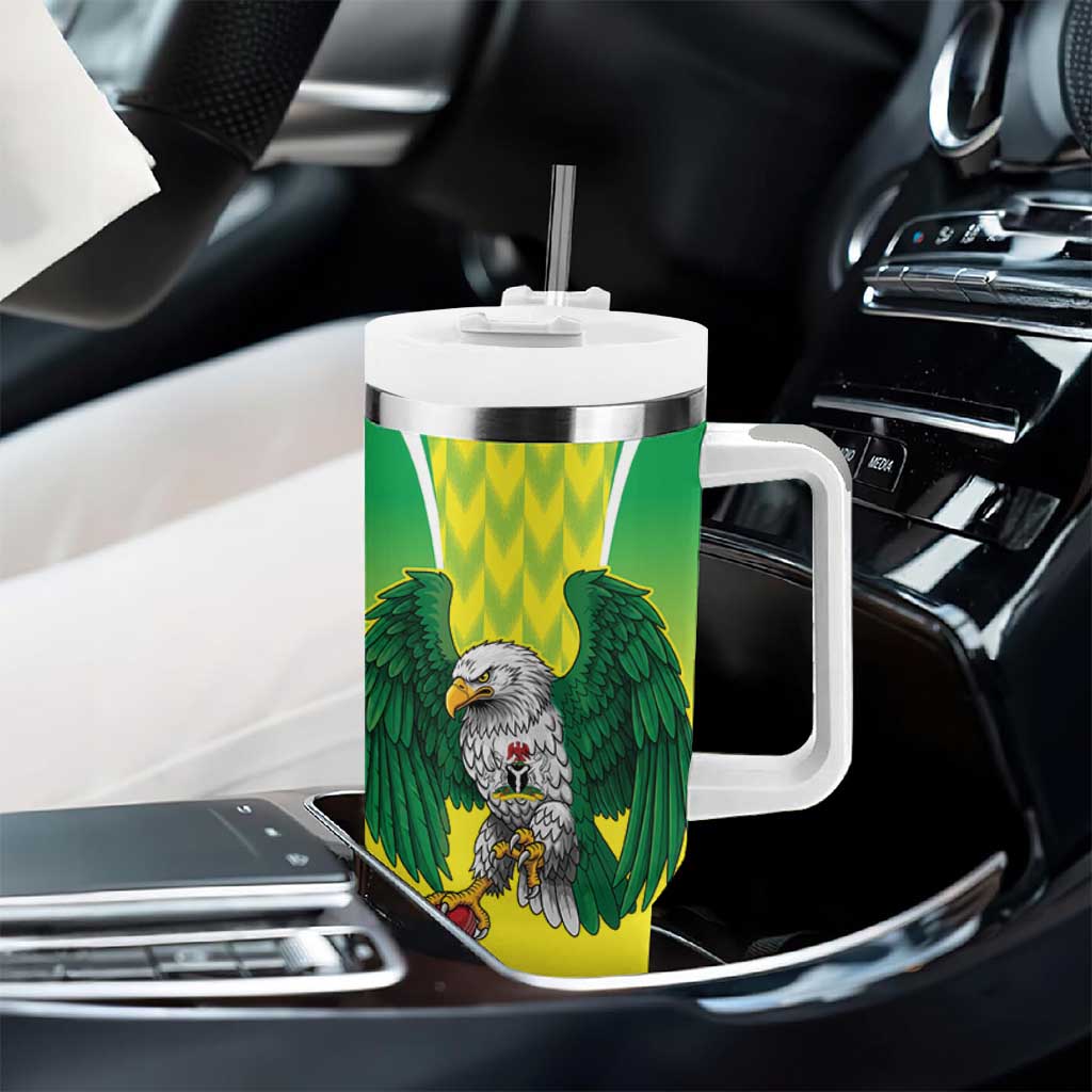 Custom Cricket African Nigeria Tumbler With Handle Najeriya Yellow Greens Eagle LT9