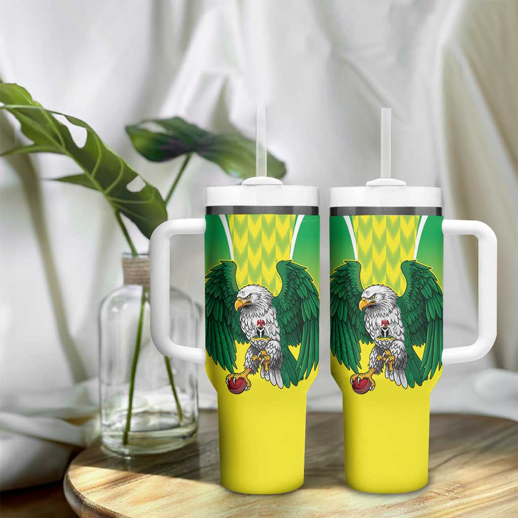 Custom Cricket African Nigeria Tumbler With Handle Najeriya Yellow Greens Eagle LT9