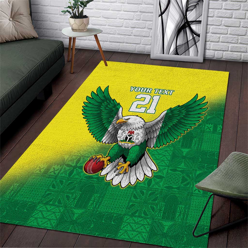 Custom Cricket African Nigeria Area Rug Najeriya Angry Eagle Flag Motif LT9