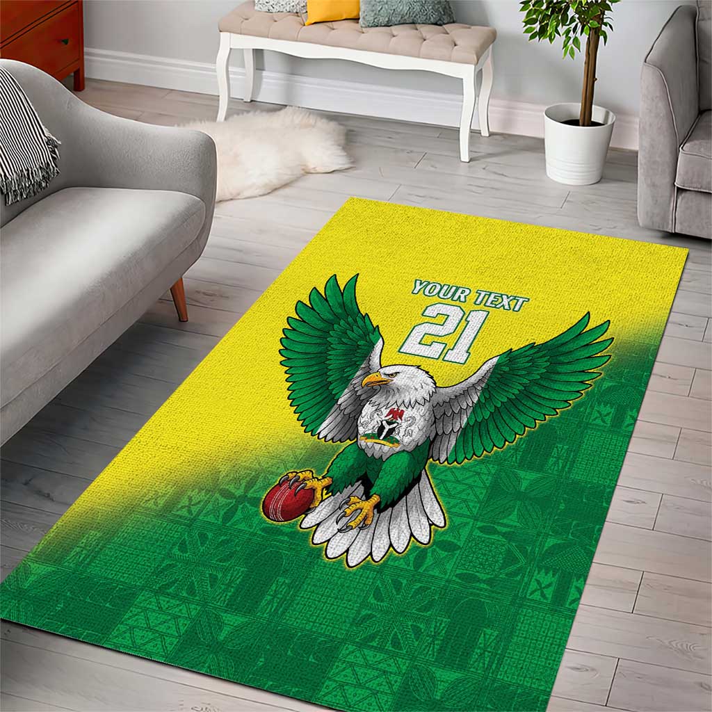 Custom Cricket African Nigeria Area Rug Najeriya Angry Eagle Flag Motif LT9