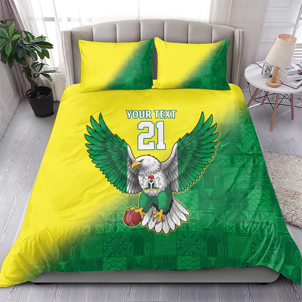 Custom Cricket African Nigeria Bedding Set Najeriya Angry Eagle Flag Motif LT9