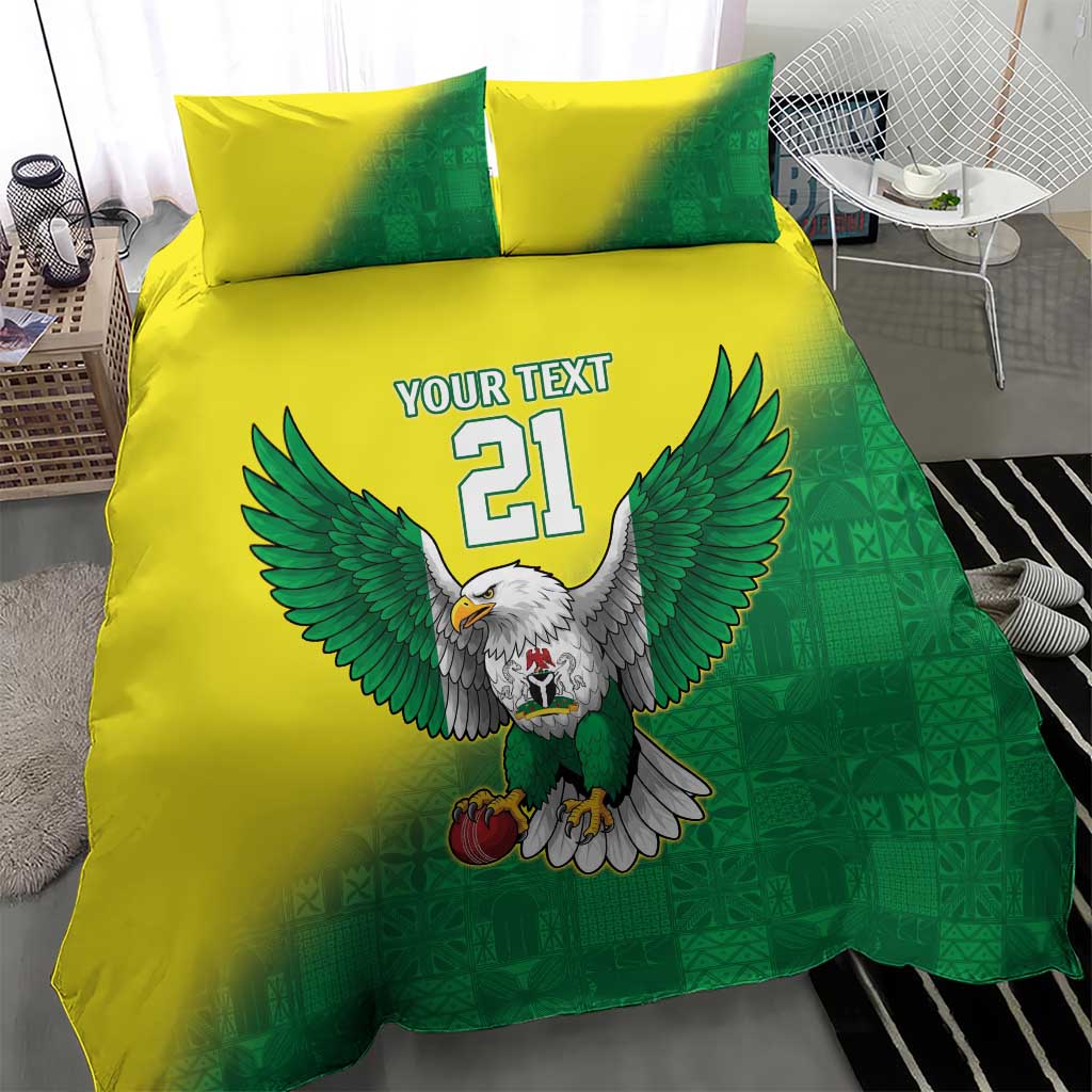 Custom Cricket African Nigeria Bedding Set Najeriya Angry Eagle Flag Motif LT9