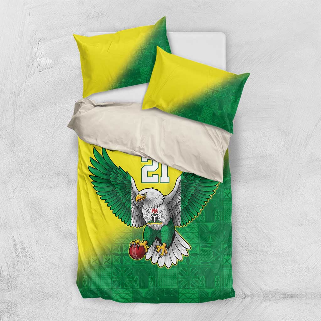 Custom Cricket African Nigeria Bedding Set Najeriya Angry Eagle Flag Motif LT9