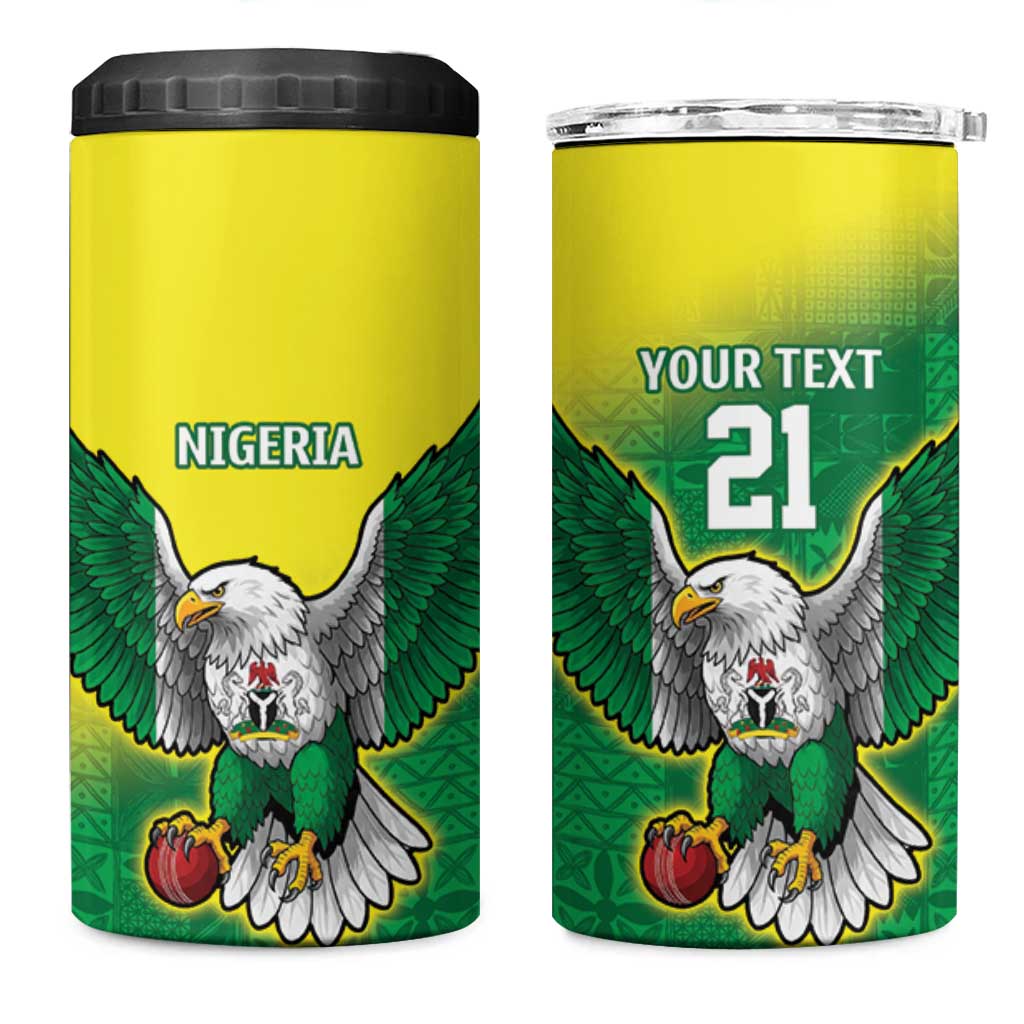 Custom Cricket African Nigeria 4 in 1 Can Cooler Tumbler Najeriya Angry Eagle Flag Motif LT9