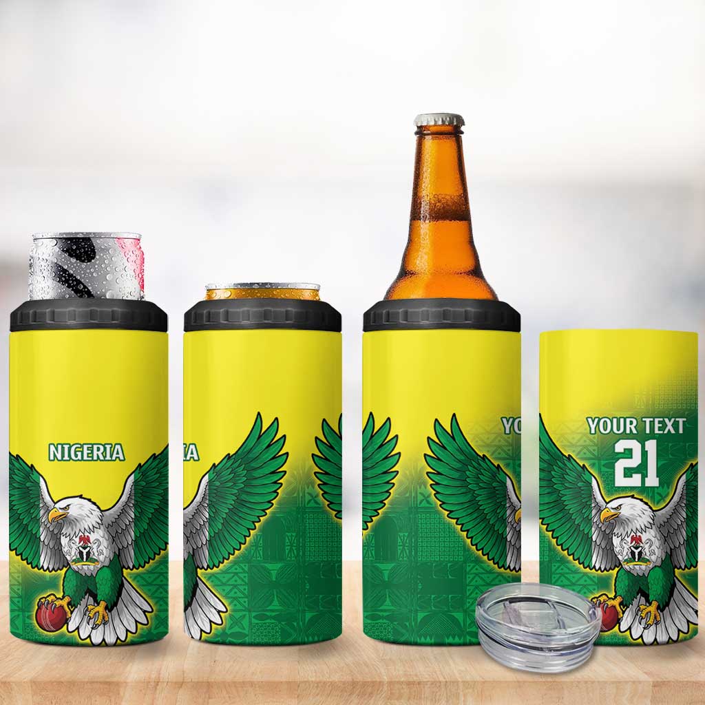 Custom Cricket African Nigeria 4 in 1 Can Cooler Tumbler Najeriya Angry Eagle Flag Motif LT9
