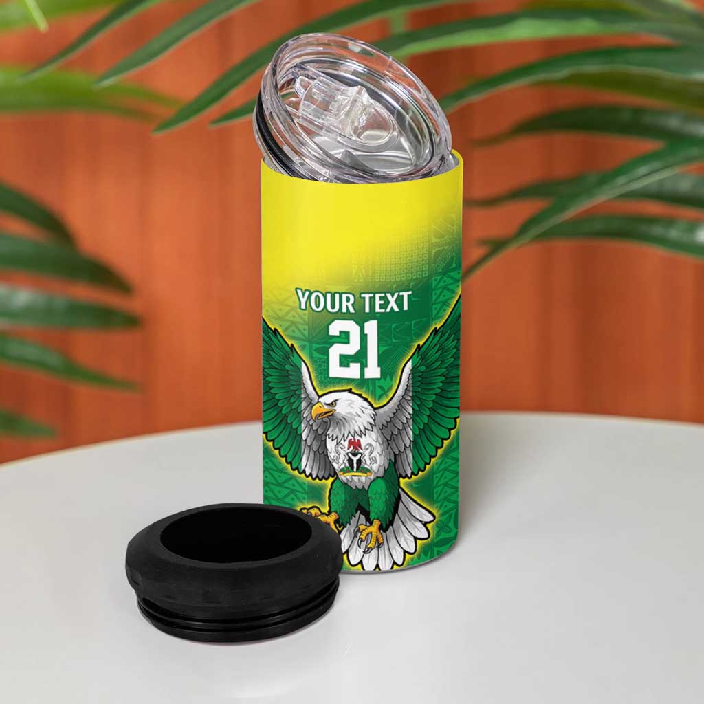 Custom Cricket African Nigeria 4 in 1 Can Cooler Tumbler Najeriya Angry Eagle Flag Motif LT9