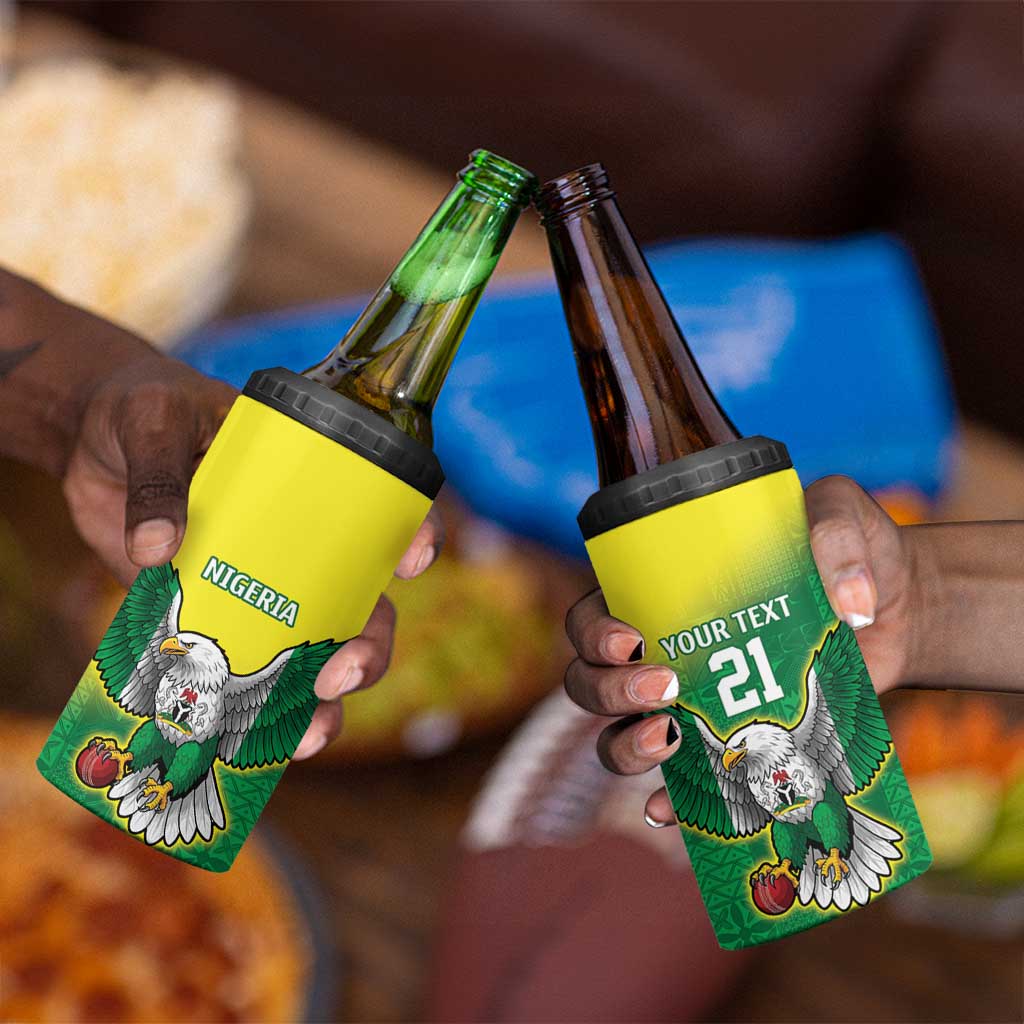 Custom Cricket African Nigeria 4 in 1 Can Cooler Tumbler Najeriya Angry Eagle Flag Motif LT9