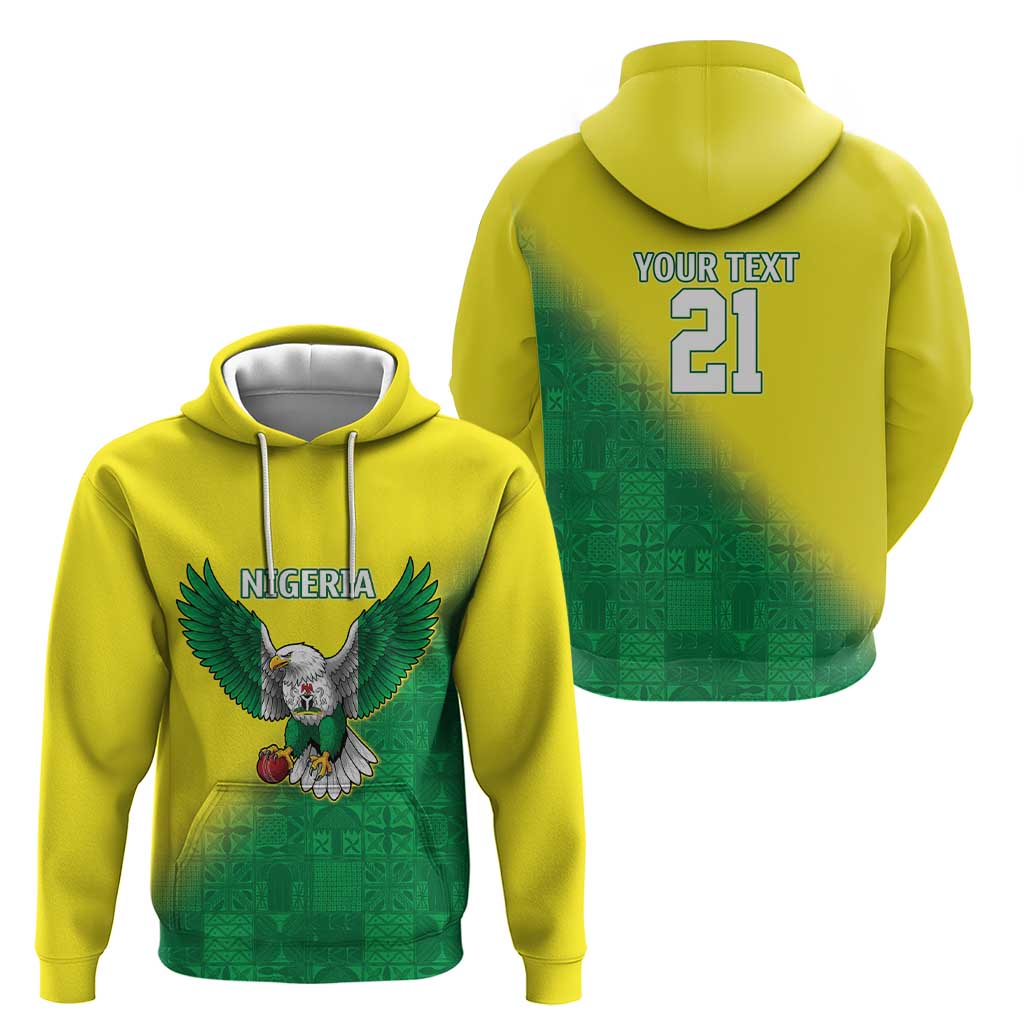 Nigeria Cricket Custom Hoodie Najeriya Angry Eagle Flag Motif LT9