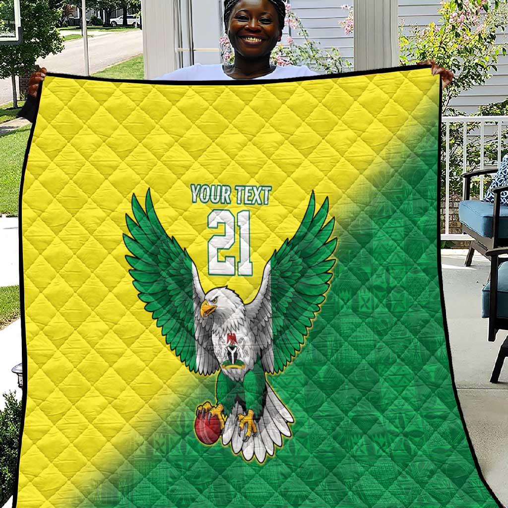 Custom Cricket African Nigeria Quilt Najeriya Angry Eagle Flag Motif LT9