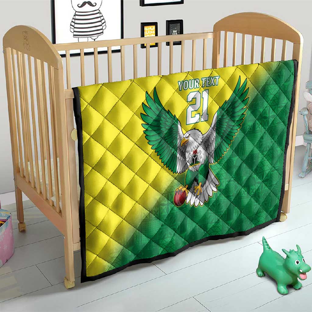 Custom Cricket African Nigeria Quilt Najeriya Angry Eagle Flag Motif LT9