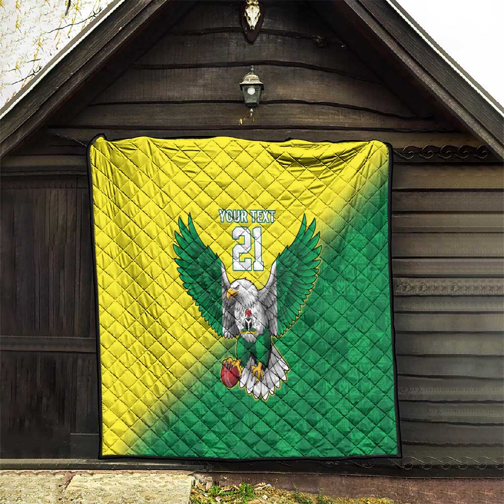 Custom Cricket African Nigeria Quilt Najeriya Angry Eagle Flag Motif LT9