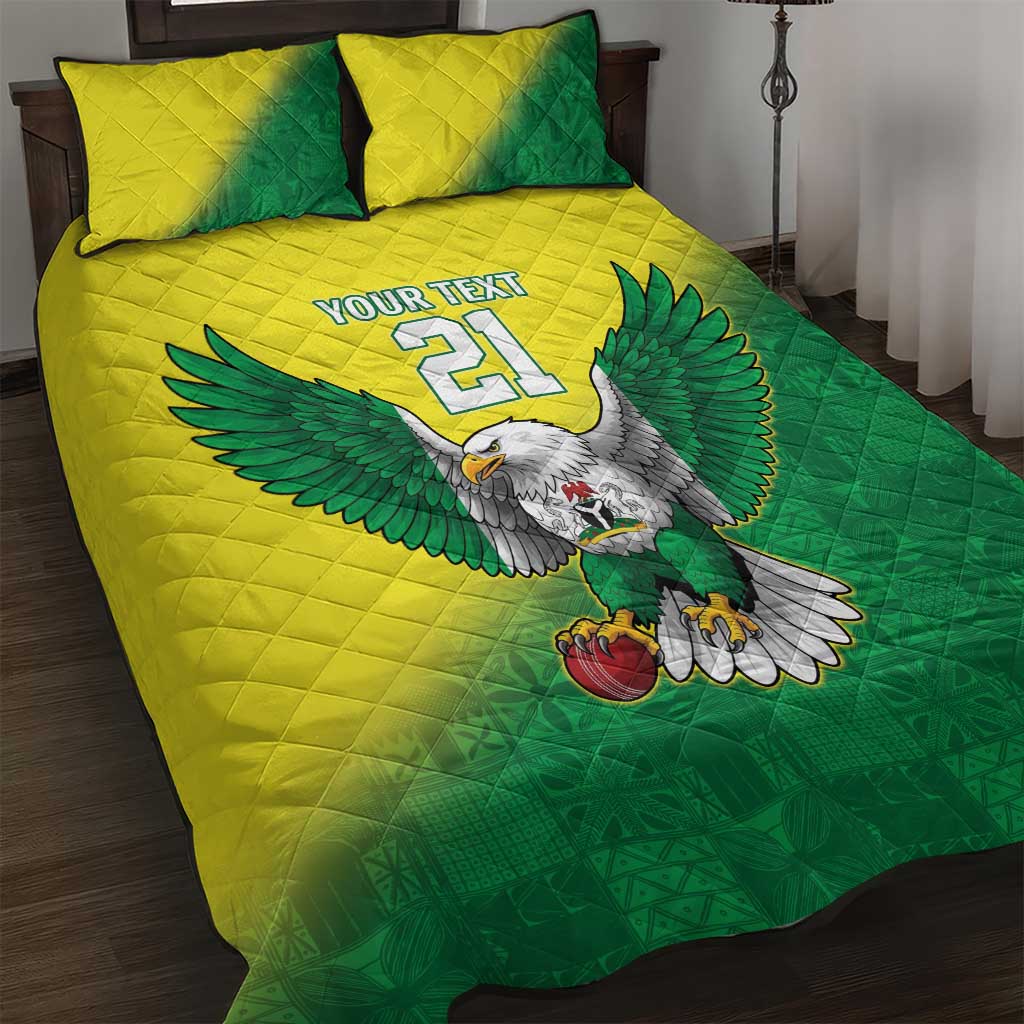 Custom Cricket African Nigeria Quilt Bed Set Najeriya Angry Eagle Flag Motif LT9
