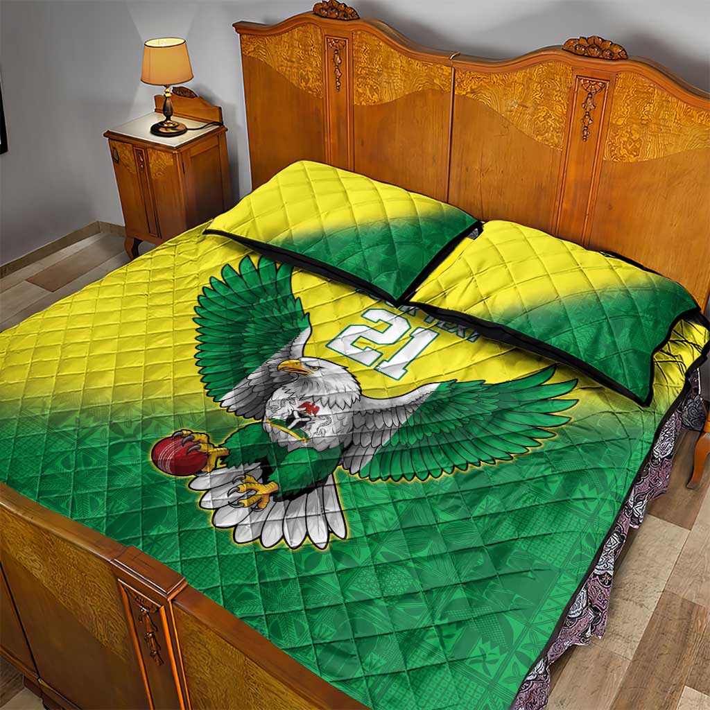 Custom Cricket African Nigeria Quilt Bed Set Najeriya Angry Eagle Flag Motif LT9
