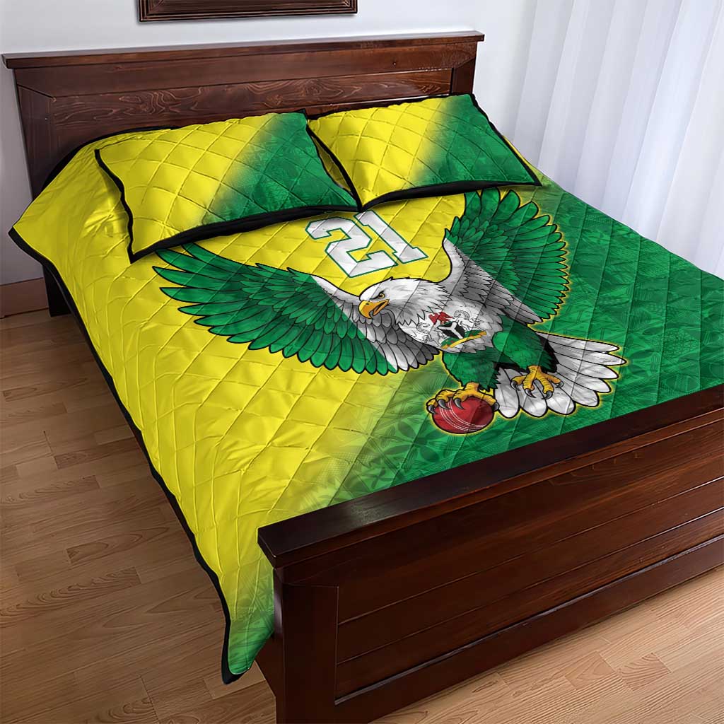 Custom Cricket African Nigeria Quilt Bed Set Najeriya Angry Eagle Flag Motif LT9