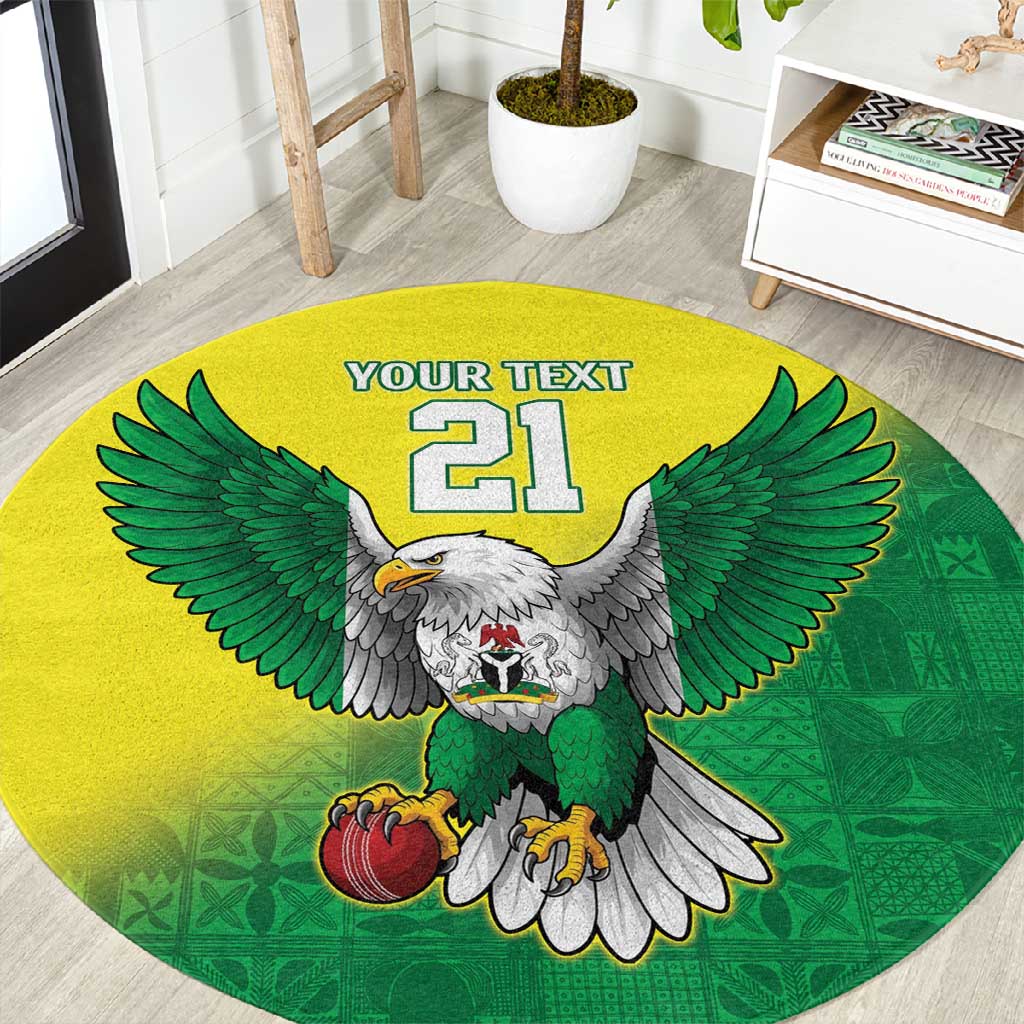 Custom Cricket African Nigeria Round Carpet Najeriya Angry Eagle Flag Motif LT9