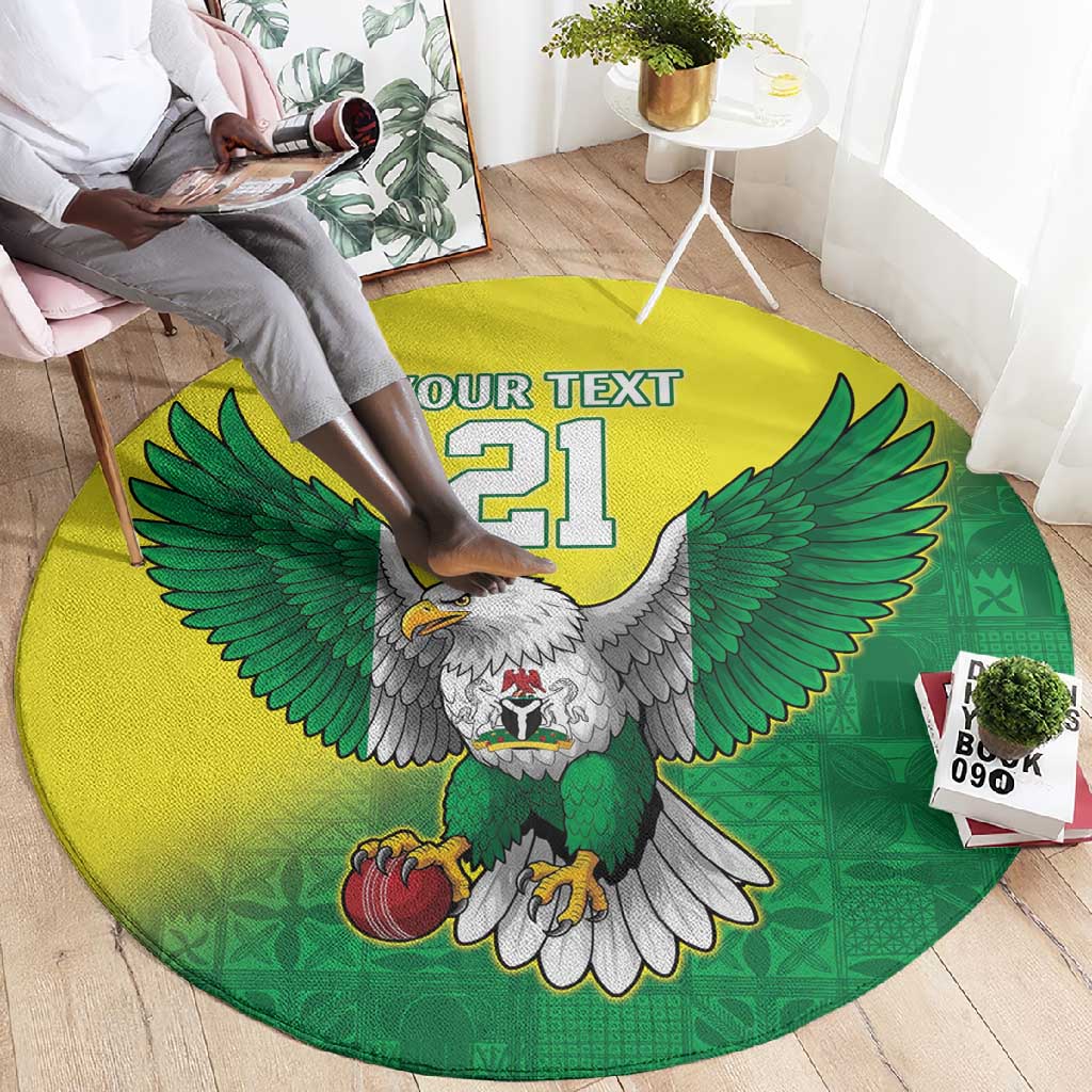 Custom Cricket African Nigeria Round Carpet Najeriya Angry Eagle Flag Motif LT9