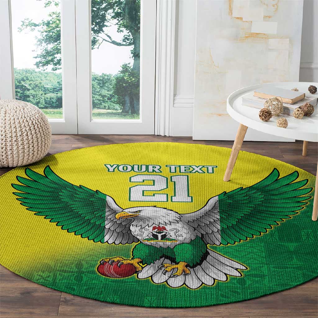 Custom Cricket African Nigeria Round Carpet Najeriya Angry Eagle Flag Motif LT9