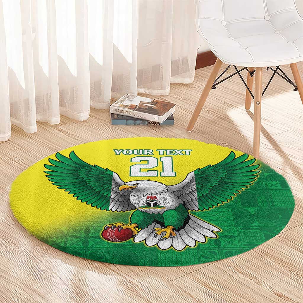 Custom Cricket African Nigeria Round Carpet Najeriya Angry Eagle Flag Motif LT9