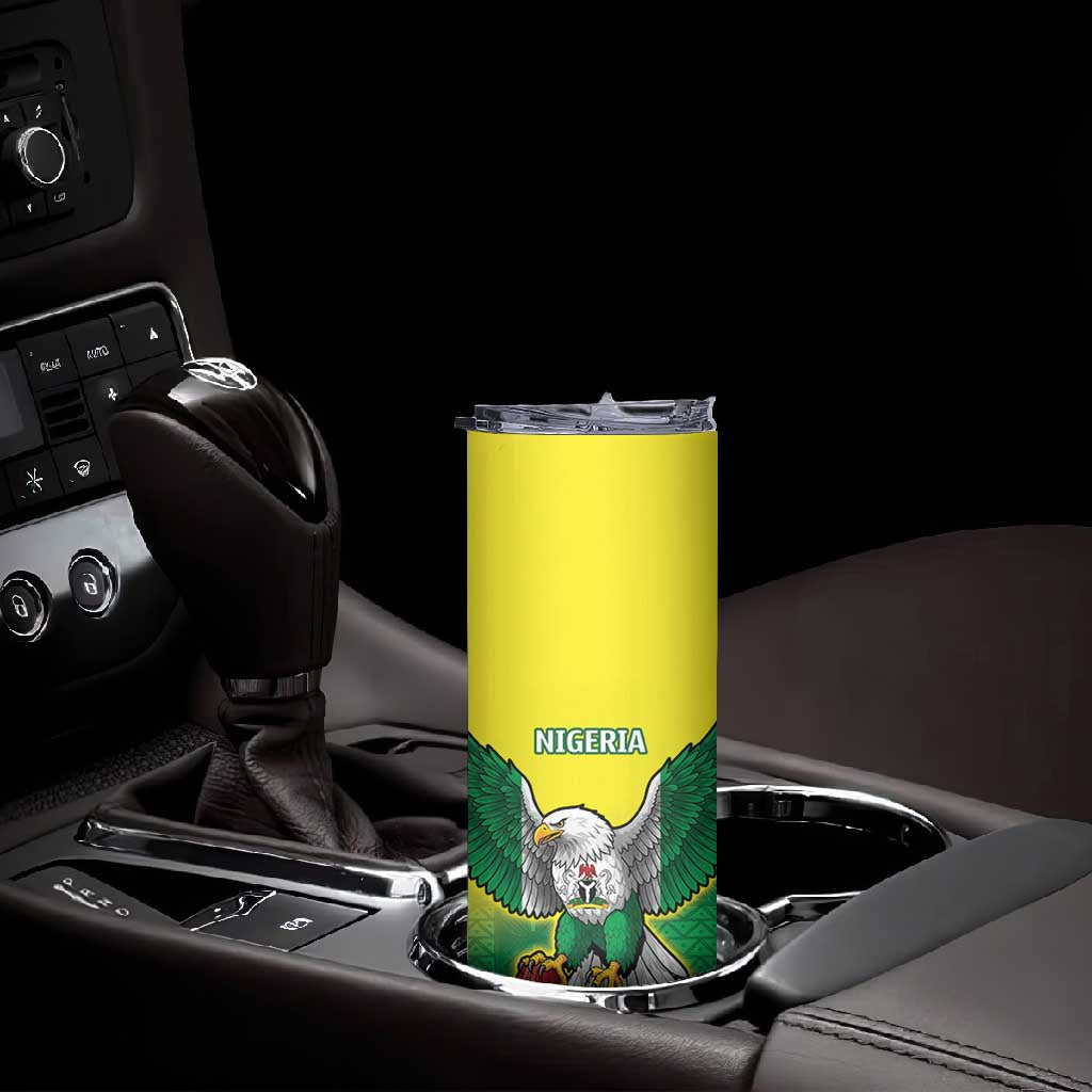 Custom Cricket African Nigeria Skinny Tumbler Najeriya Angry Eagle Flag Motif LT9