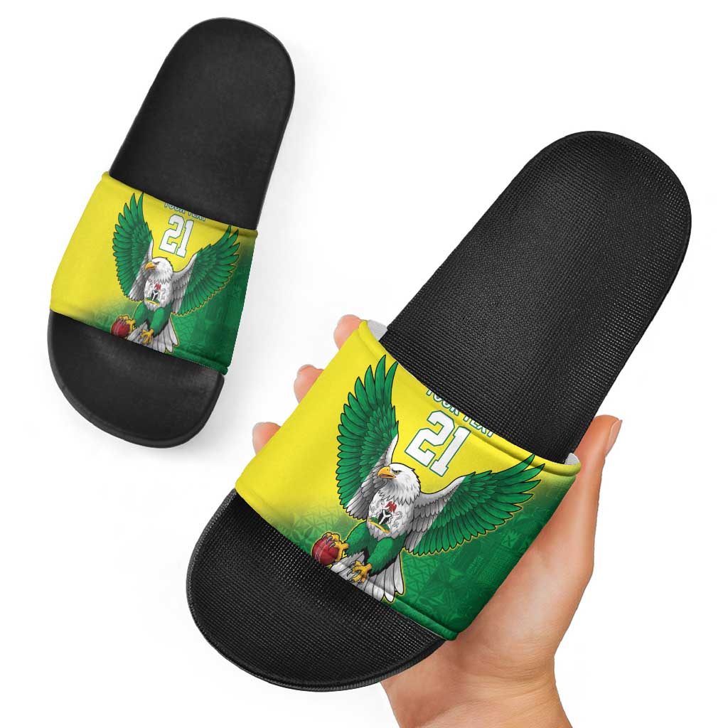Nigeria Cricket Custom Slide Sandals Najeriya Angry Eagle Flag Motif LT9
