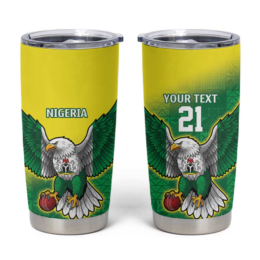 Custom Cricket African Nigeria Tumbler Cup Najeriya Angry Eagle Flag Motif LT9
