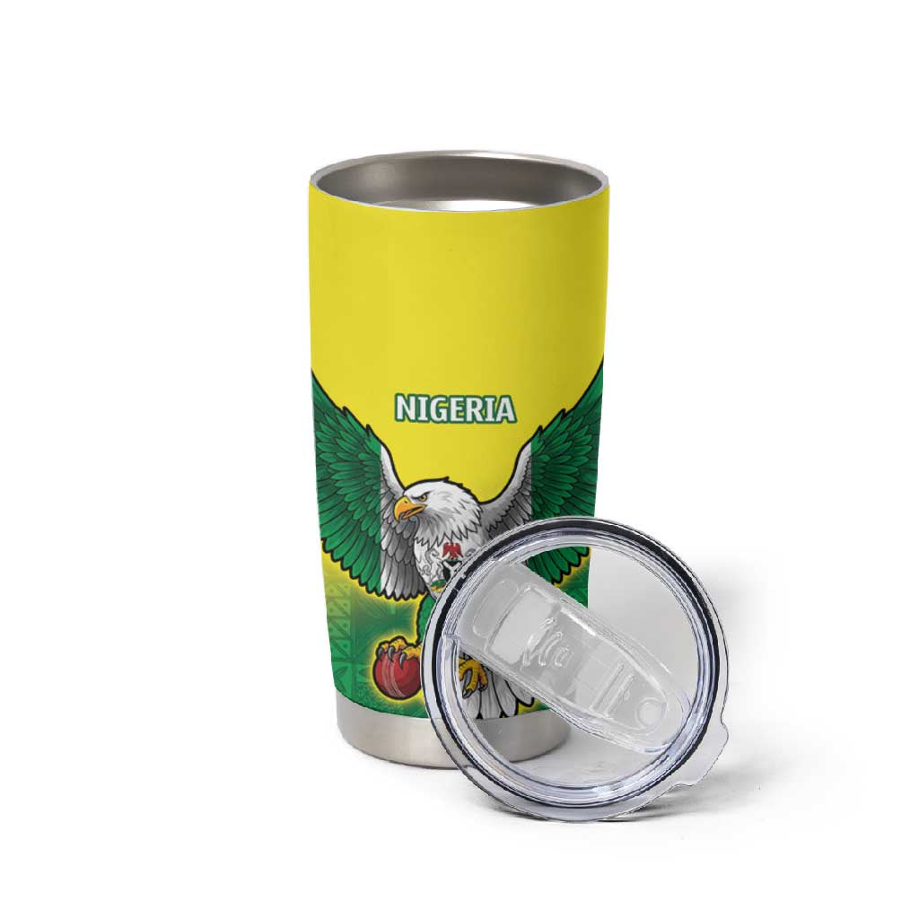 Custom Cricket African Nigeria Tumbler Cup Najeriya Angry Eagle Flag Motif LT9