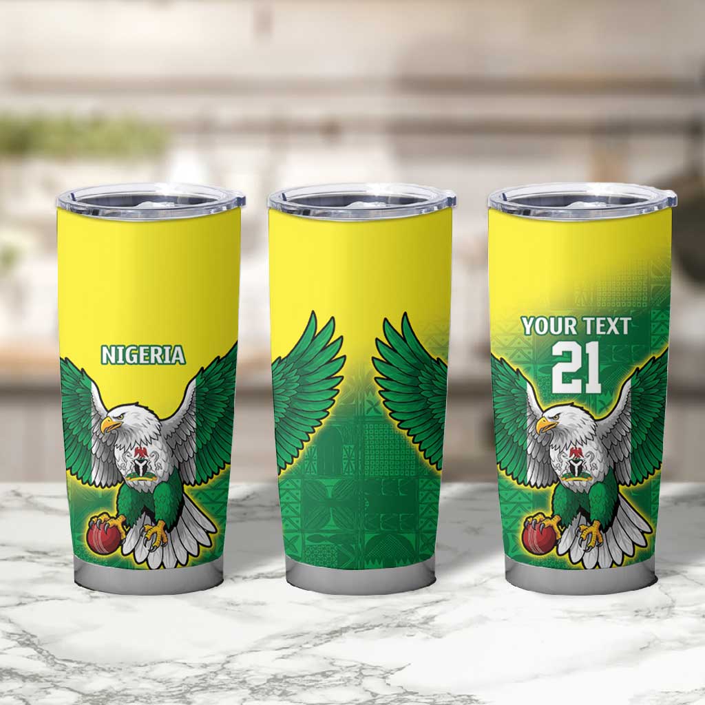Custom Cricket African Nigeria Tumbler Cup Najeriya Angry Eagle Flag Motif LT9
