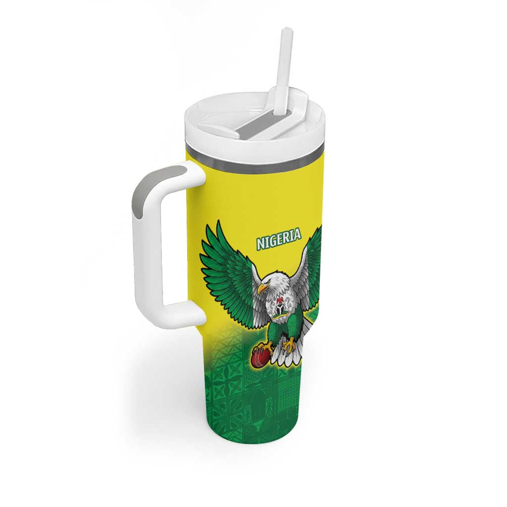 Custom Cricket African Nigeria Tumbler With Handle Najeriya Angry Eagle Flag Motif LT9